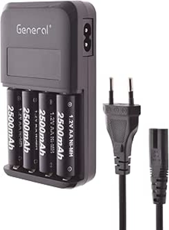 General Battery Charger 15W Max With Cable and 4 Stones - Black